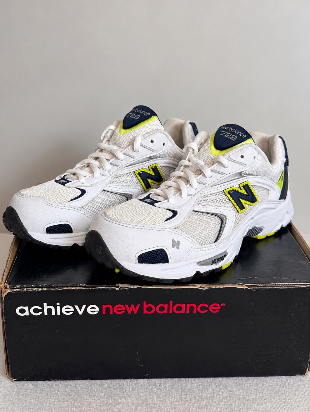 NWB Vintage Y2K New Balance 729 W729WN White Navy Lime Sneakers Women’s 6